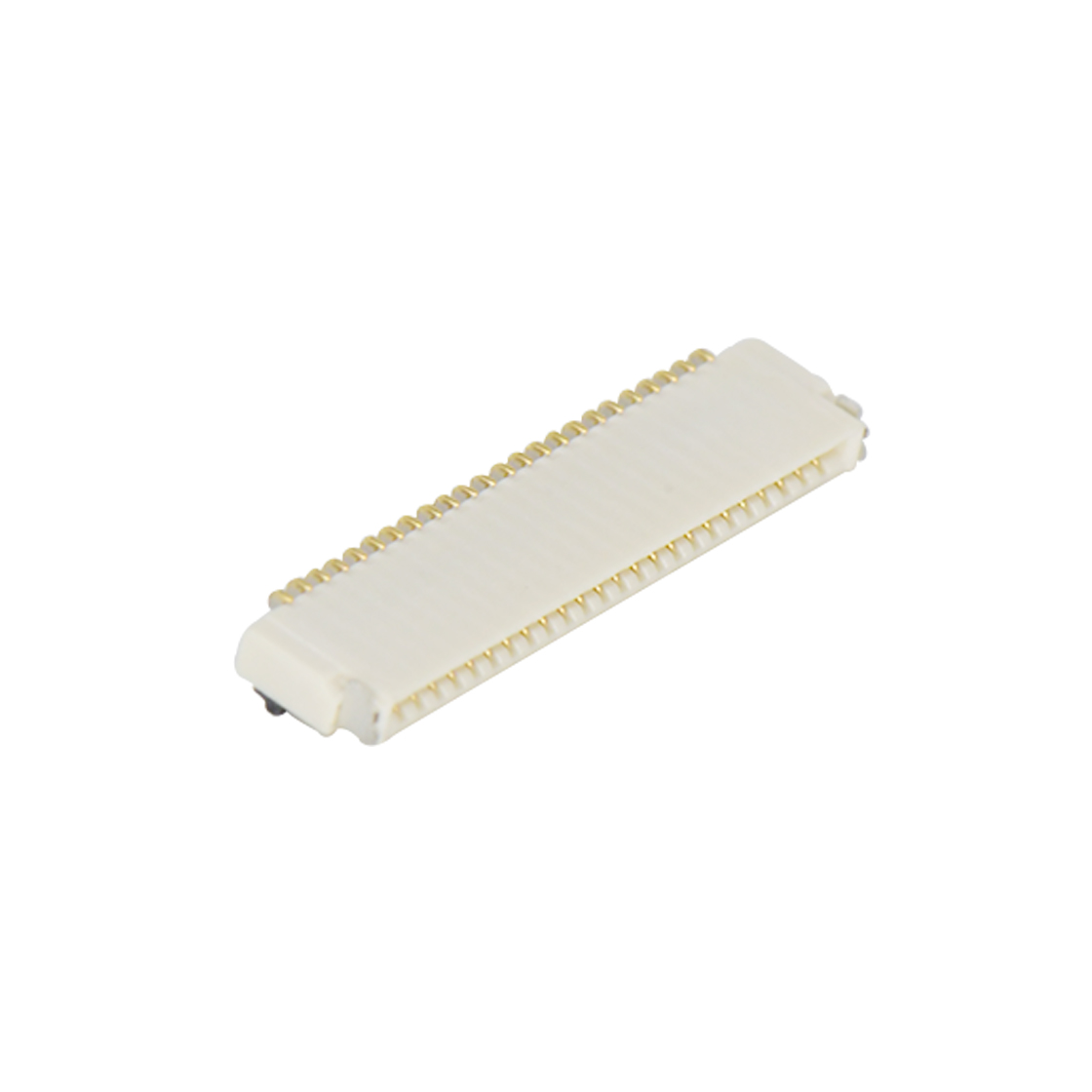 Pitch 0.50mm 90°H1.00mm 卧贴双面接后掀盖 SMT型 FPC 24pin 本色 镀半金接触点及焊接脚点1u，镍底35-60u.